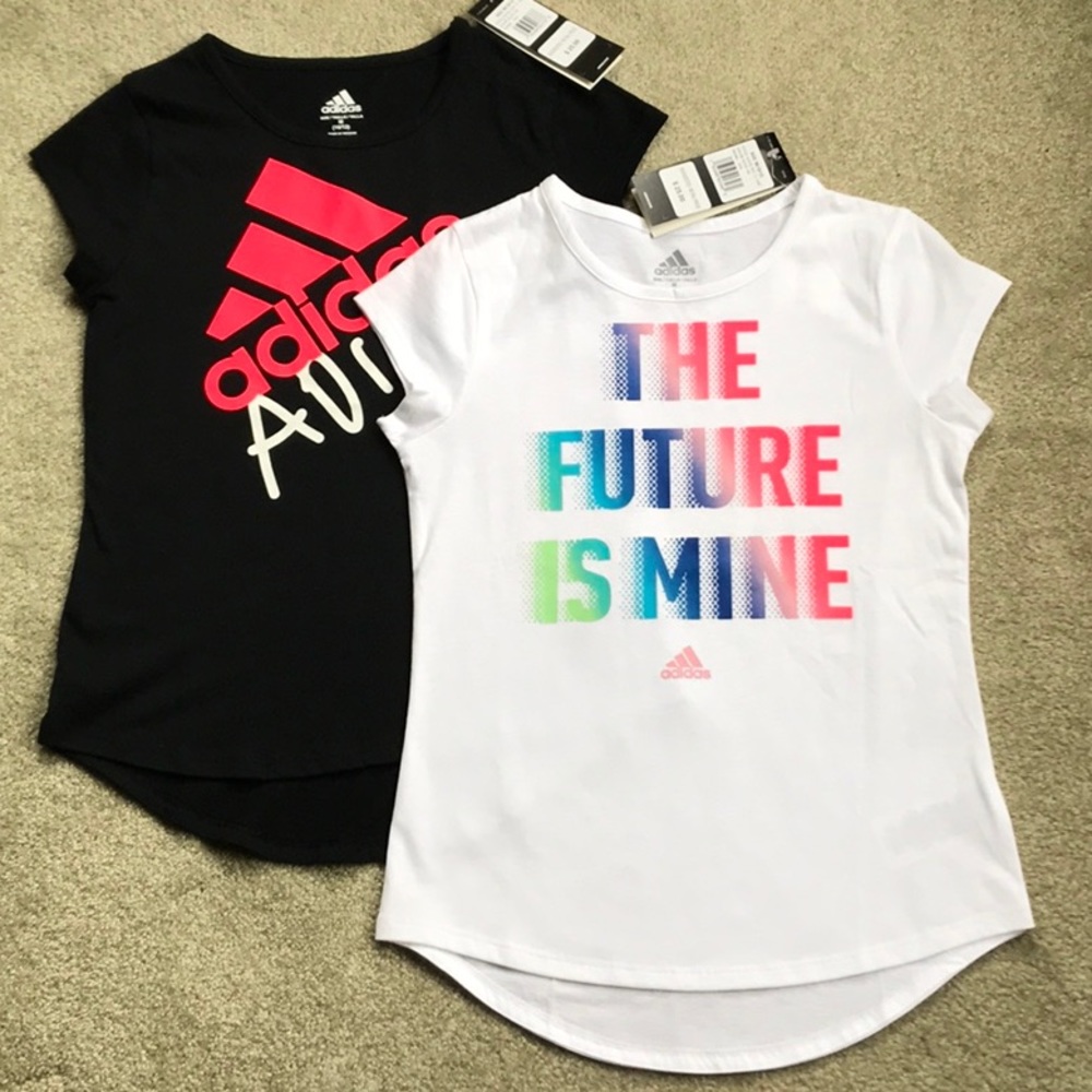ADIDAS GIRLS M(10/12) SHORT SLEEVE TEES - SET OF 2